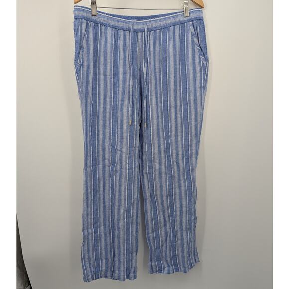 Tommy Bahama Linen Blend Blue Striped Pants Size L Relaxed Fit Resort Beachwear - Picture 6 of 7